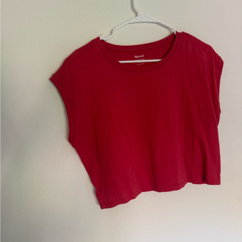 Madewell Fuchsia Cropped muscle tee